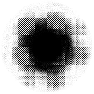 Halftone element, circular halftone pattern. Specks, halftone circle gradient Illustrazione stock