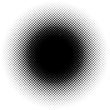 Halftone element, circular halftone pattern. Specks, halftone circle gradient Stock-Illustration