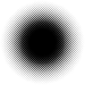 Halftone element, circular halftone pattern. Specks, halftone circle gradient 库存插图