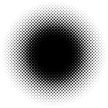 Halftone element, circular halftone pattern. Specks, halftone circle gradient Illustrazione stock