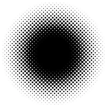 Halftone element, circular halftone pattern. Specks, halftone circle gradient Stock-Illustration