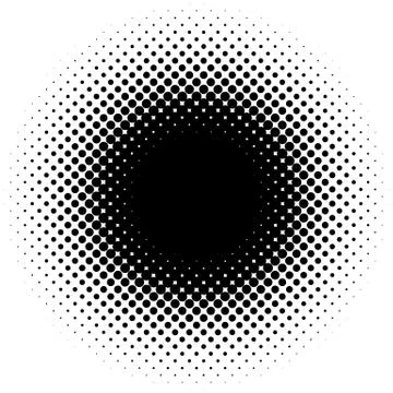 Halftone element, circular halftone pattern. Specks, halftone circle gradient Stock Illustration