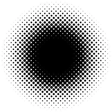 Halftone element, circular halftone pattern. Specks, halftone circle gradient Stock-Illustration