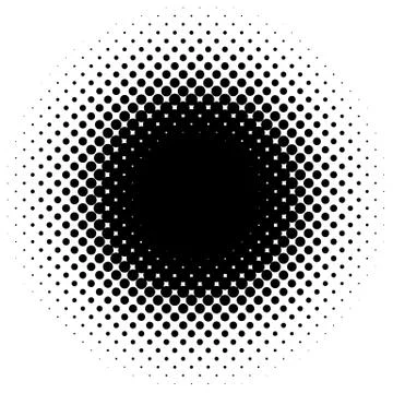 Halftone element, circular halftone pattern. Specks, halftone circle gradient Illustrazione stock