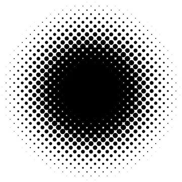 Halftone element, circular halftone pattern. Specks, halftone circle gradient Stock Illustration