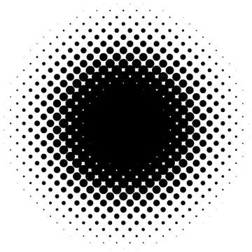 Halftone element, circular halftone pattern. Specks, halftone circle gradient Illustrazione stock