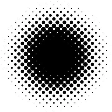 Halftone element, circular halftone pattern. Specks, halftone circle gradient Illustrazione stock