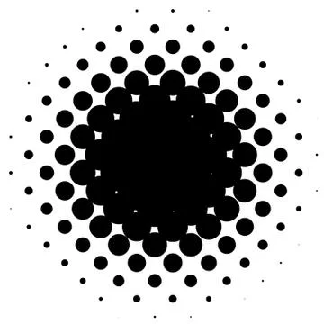 Halftone element, circular halftone pattern. Specks, halftone circle gradient Illustrazione stock