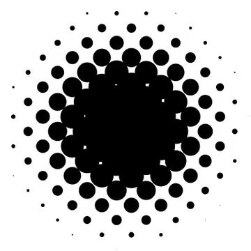 Halftone element, circular halftone pattern. Specks, halftone circle gradient Illustrazione stock
