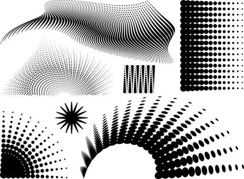 Halftone elements Collection of halftone elements in black and white Copyr... Stock Photos