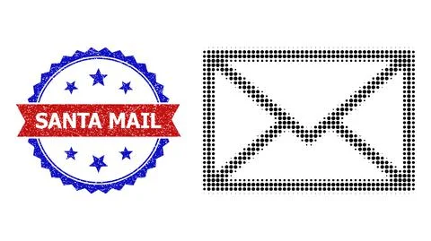 Halftone Envelope Icon and Distress Bicolor Santa Mail Watermark Illustrazione stock