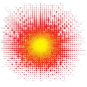 Halftone Explode Flash, Cartoon Explosion, Dotted Star Burst. 스톡 일러스트