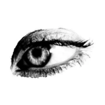 Halftone eye. Collage design element in trendy magazine style. Vector illustr Illustrazione stock