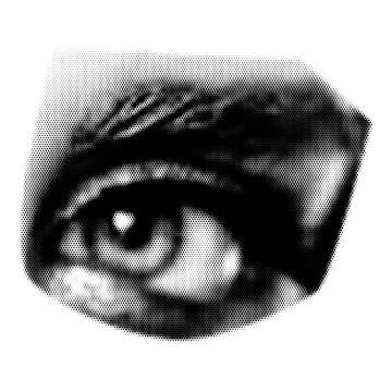 Halftone eye. Collage design element in trendy magazine style. Vector illus.. Stockillustratie