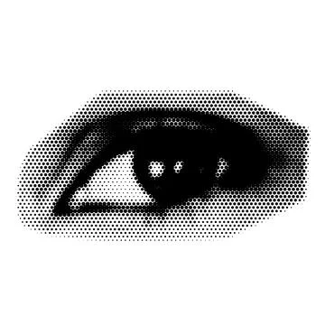 Halftone eye. Collage design element in trendy magazine style. Vector illus.. 스톡 일러스트