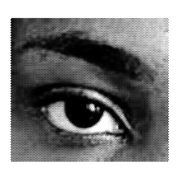 Halftone eye. Collage design element in trendy magazine style. Vector illus.. Stock-Illustration