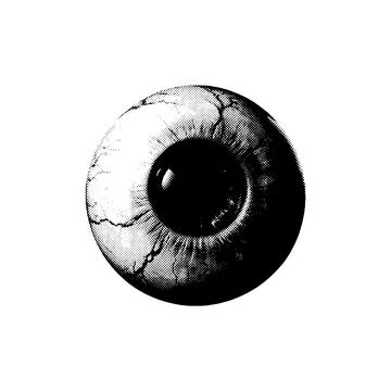Halftone eye, Halloween collage element. Isolated on white background. Stock Illustration