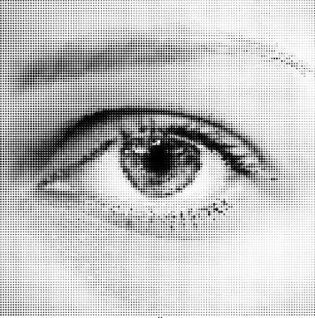 Halftone eye shape for backgrounds and design Stock Illustration