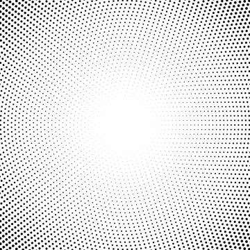 Halftone fading texture. Dotted concentric fade circles. Black and white pop art Illustrazione stock