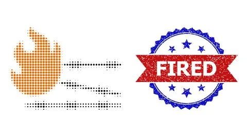 Halftone Fired Prison Icon and Scratched Bicolor Fired Stamp Seal Illustrazione stock