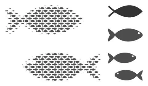 Halftone Fish Pair Collage Ilustração Stock