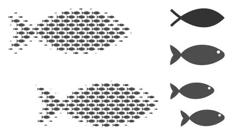 Halftone Fish Pair Composition Illustrazione stock