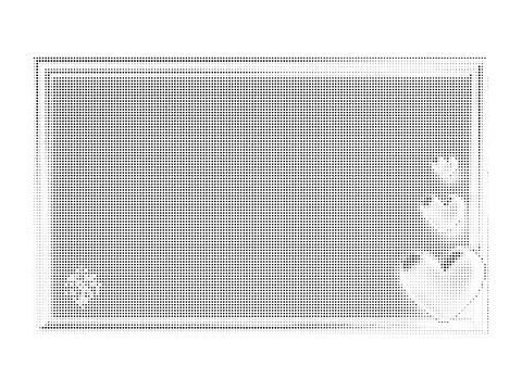Halftone frame background with heart shapes and floral decorative elements. Stock Illustration