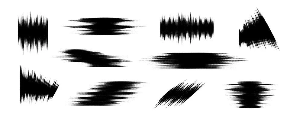 Halftone glitch element set. Dotted textured random form collection. Grunge Stock Illustration