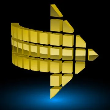 Halftone Glossy Golden Arrow. Vector Illustration. Stock Illustration