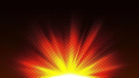 Halftone Golden Rays Rising on Dark Background, Png Ready, Vector Illustratio Illustrazione stock