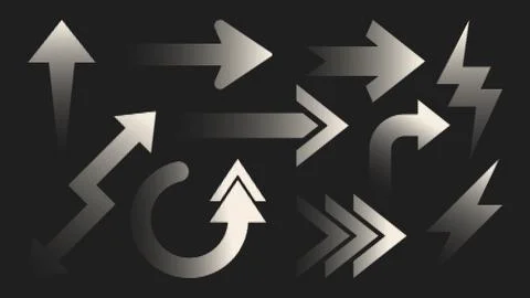 Halftone gradient arrow icons with dot pattern Stock Illustration