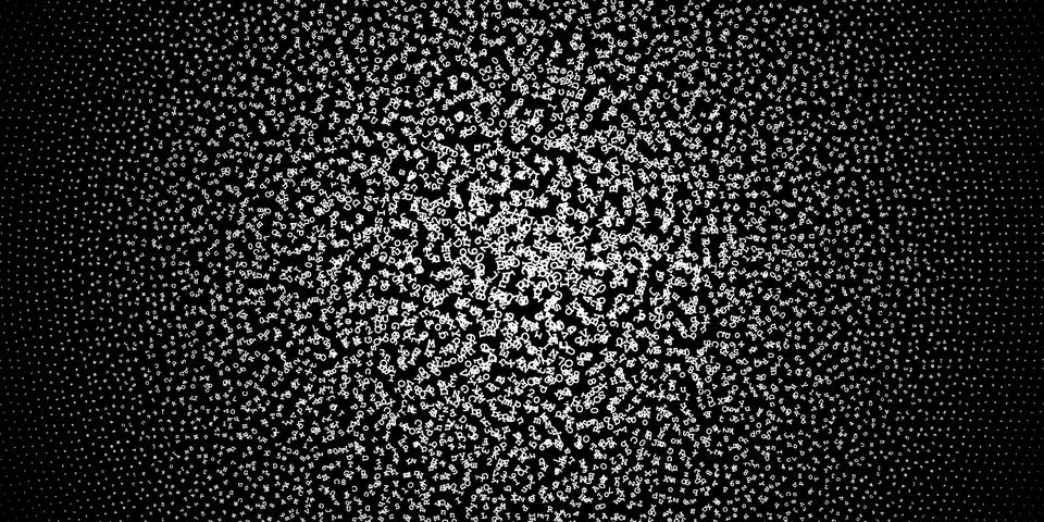 Halftone gradient made of letters and digits Stockillustratie