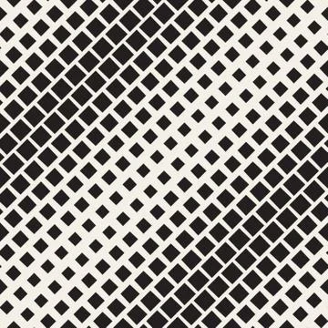 Halftone Gradient Mosaic Lattice. Vector Seamless Black and White Pattern Stock Illustration