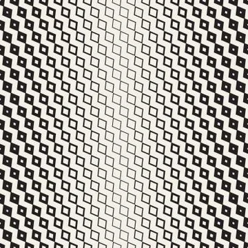 Halftone Gradient Mosaic Lattice. Vector Seamless Black and White Pattern Stock Illustration