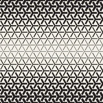 Halftone Gradient Mosaic Lattice. Vector Seamless Black and White Pattern イラスト素材