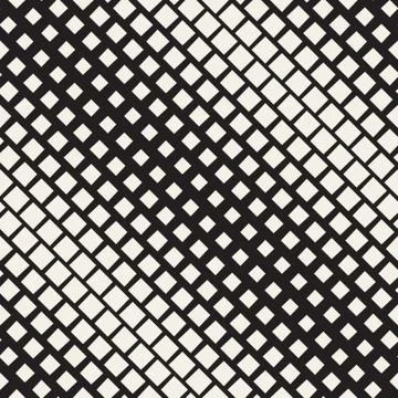 Halftone Gradient Mosaic Lattice. Vector Seamless Black and White Pattern Stock Illustration