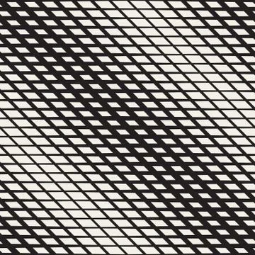 Halftone Gradient Mosaic Lattice. Vector Seamless Black and White Pattern Stock Illustration