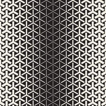 Halftone Gradient Mosaic Lattice. Vector Seamless Black and White