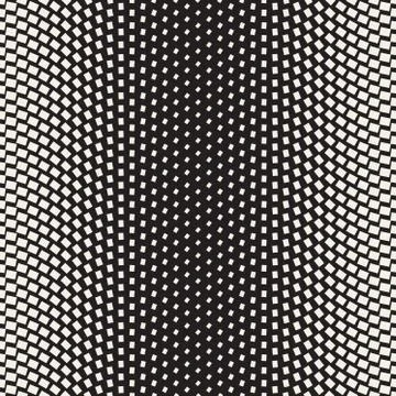 Halftone Gradient Mosaic Lattice. Vector Seamless Black and White Pattern Stock Illustration