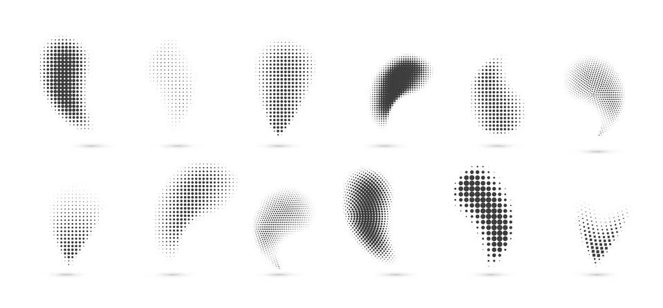 Halftone gradient shapes. Dots comic effect. Vector illustration Stock Illustration