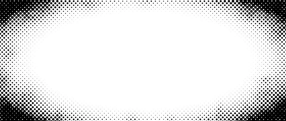 Halftone gradient texture. Fading radial dotted frame background. Grunge dot Stock Illustration