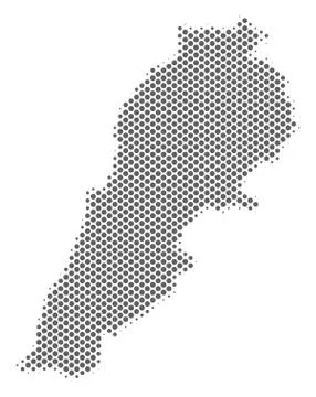 Halftone Gray Lebanon Map Stock Illustration