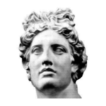 Halftone Greece modern statue. Collage design element in trendy magazine st.. 스톡 일러스트