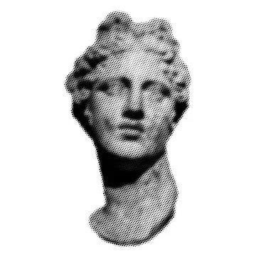 Halftone Greece modern statue. Collage design element in trendy magazine st.. 스톡 일러스트