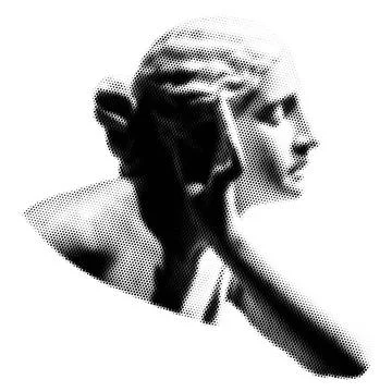 Halftone Greece modern statue. Collage design element in trendy magazine st.. Stock Illustration