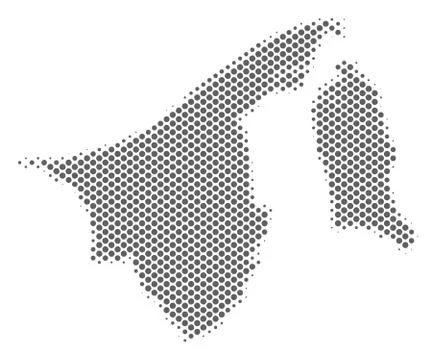 Halftone Grey Brunei Map Stock Illustration