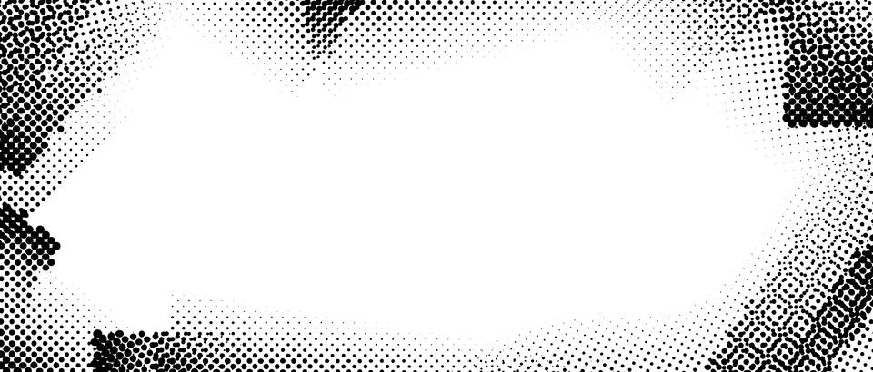 Halftone grunge frame. Retro dotted border overlay template for poster, design Stock Illustration