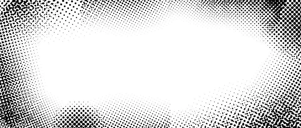 Halftone grunge grain frame. Retro dotted border overlay template for poster Stock Illustration