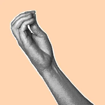 Halftone Hand Belissimo Gesture Beige Illustration Stock Illustration