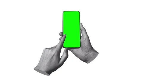 Halftone hand dismissing smartphone screen with leftward swipe. Stock Footage 345207238